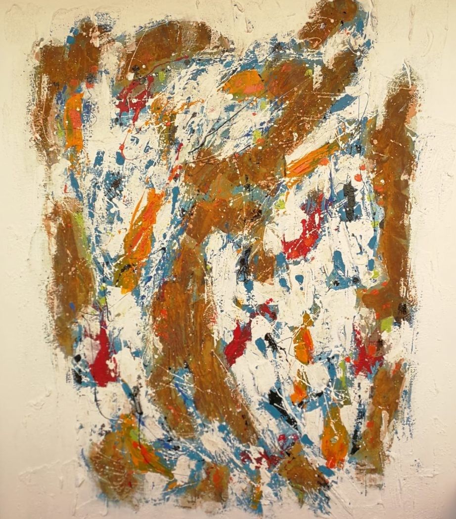 MIXED MEDIA SU TELA  LUCIANO ASTOLFI  ' MAI AVREI CREDITO '  dimensioni L 120 x H 100 cm.