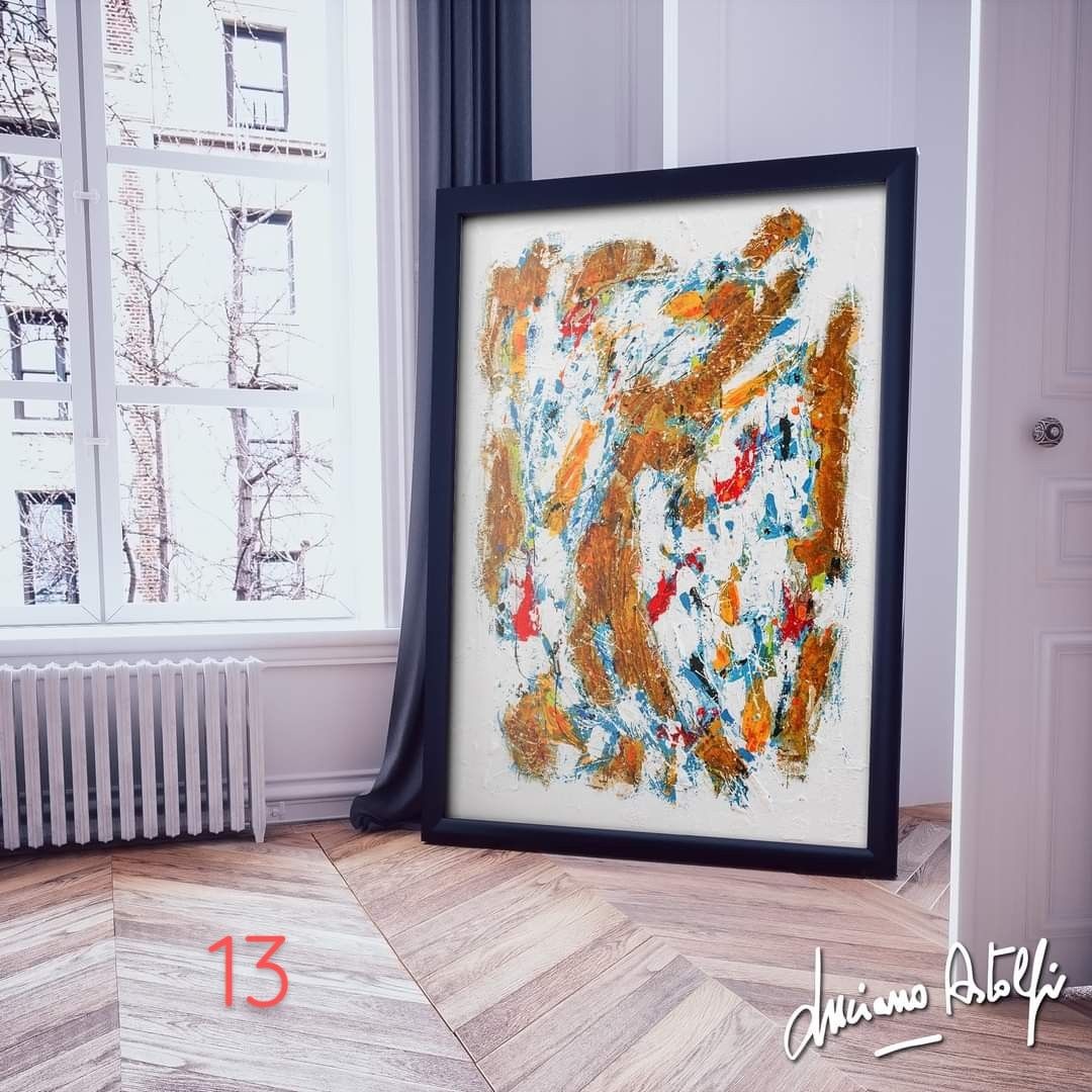 MIXED MEDIA SU TELA  LUCIANO ASTOLFI  ' MAI AVREI CREDITO '  dimensioni L 120 x H 100 cm.