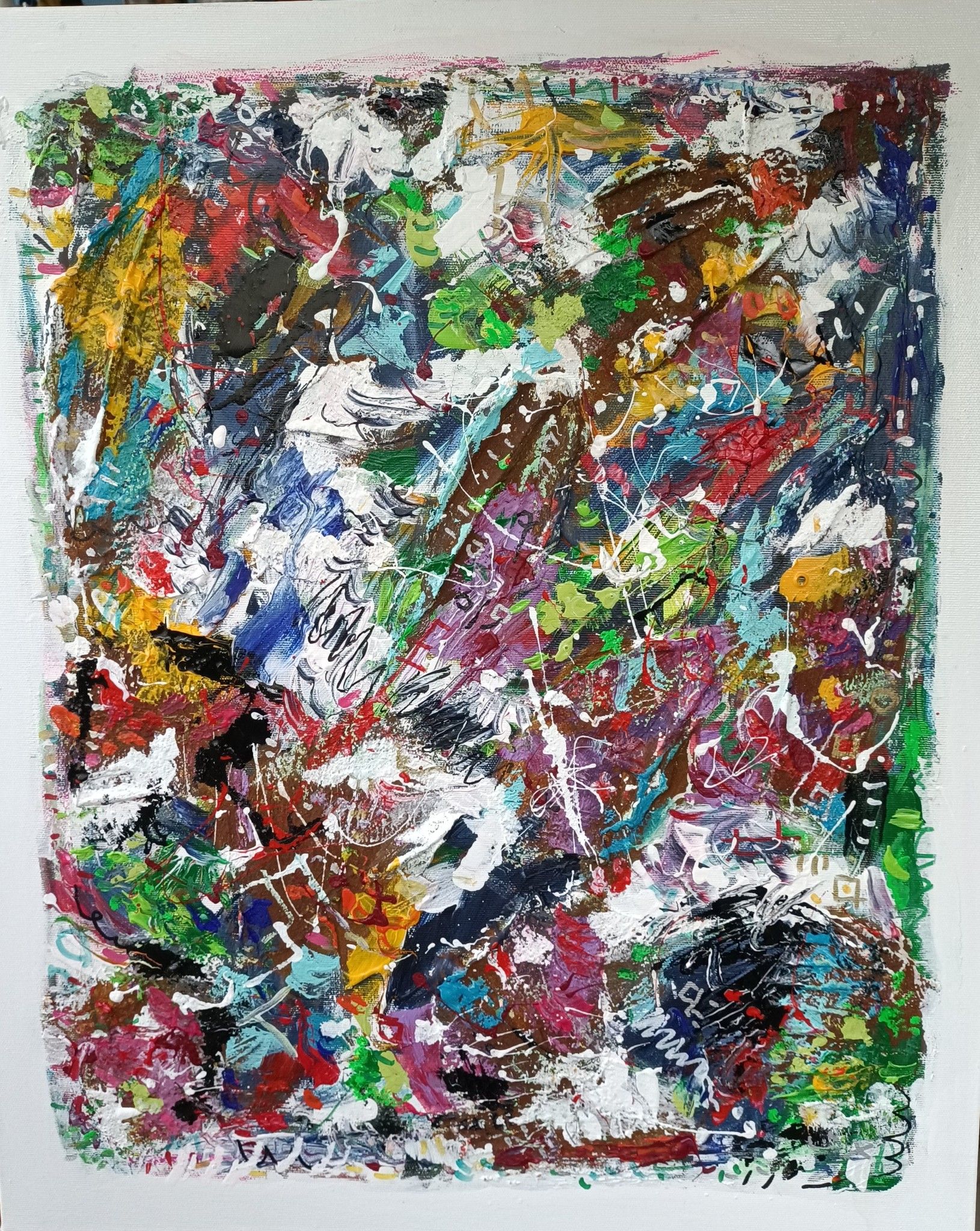 MIXED MEDIA SU TELA  LUCIANO ASTOLFI ' GIORNO DI PRIMAVERA  '  dimensioni L 60 x H 50 cm.
