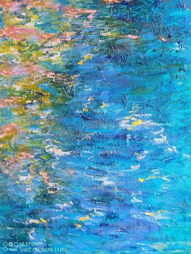 OLIO SU TELA  EMMA CAROSI ' RIFLESSI ASTRATTI '  dimensioni L 60 x H 80 cm.