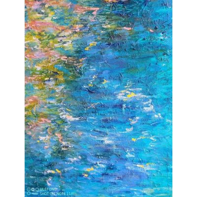 OLIO SU TELA EMMA CAROSI ' RIFLESSI ASTRATTI ' dimensioni L 60 x H 80 cm.