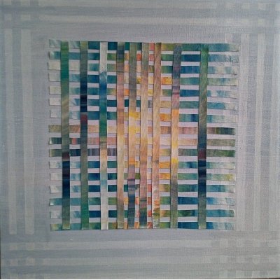 OLIO SU TELA EMMA CAROSI ' INTRECCI NUOVI ' dimensioni L 60 x H 60 cm.