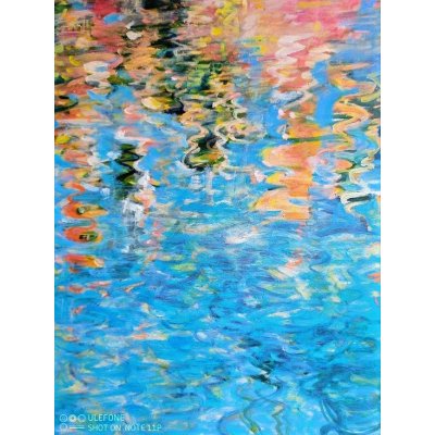 OLIO SU TELA EMMA CAROSI ' RIFLESSI DANZANTI ' dimensioni L 70 x H 100 cm.