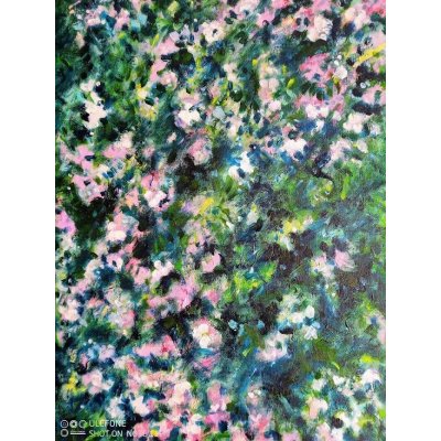 OLIO SU TELA EMMA CAROSI ' FANTASIA FLOREALE ' dimensioni L 50 x H 70 cm.