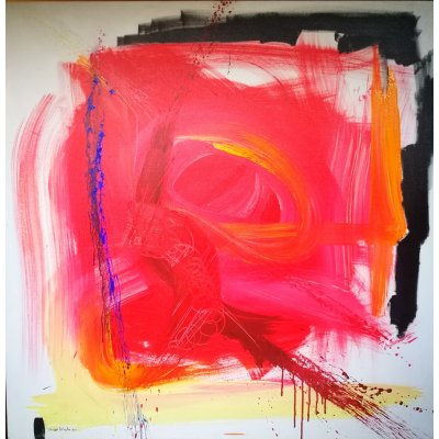 ACRILICO SU TELA PETRUSKA MERISIO ' MOVIMENTI ' dimensioni L 100 x H 100 cm.