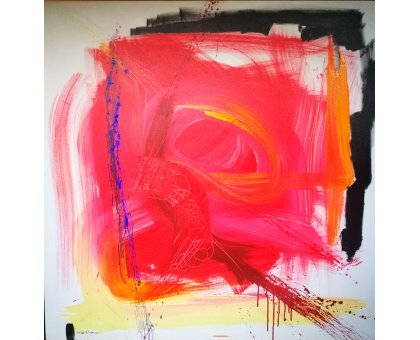 ACRILICO SU TELA PETRUSKA MERISIO ' MOVIMENTI ' dimensioni L 100 x H 100 cm.