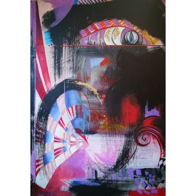 MIXED MEDIA SU TELA PETRUSKA MERISIO ' ALCHEMICO ' dimensioni L 70 x H 100 cm.