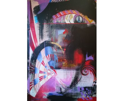 MIXED MEDIA SU TELA PETRUSKA MERISIO ' ALCHEMICO ' dimensioni L 70 x H 100 cm.