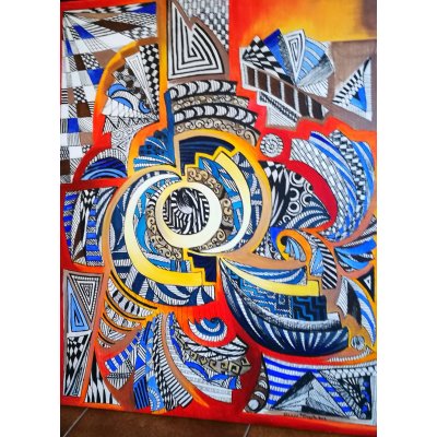 MIXED MEDIA SU TELA PETRUSKA MERISIO ' NULLEO ' dimensioni L 60 x H 80 cm.