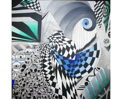 ACRILICO SU TELA PETRUSKA MERISIO ' SPIROLI DI VITA ' dimensioni L 80 x H 80 cm.