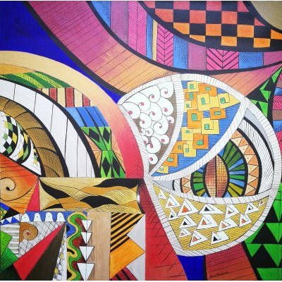 ACRILICO SU TELA PETRUSKA MERISIO ' METAMORFOSI ' dimensioni L 80 x H 80 cm.