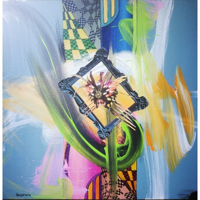 MIXED MEDIA SU TELA PETRUSKA MERISIO ' ALICE 2 ' dimensioni L 60 x H 60 cm.