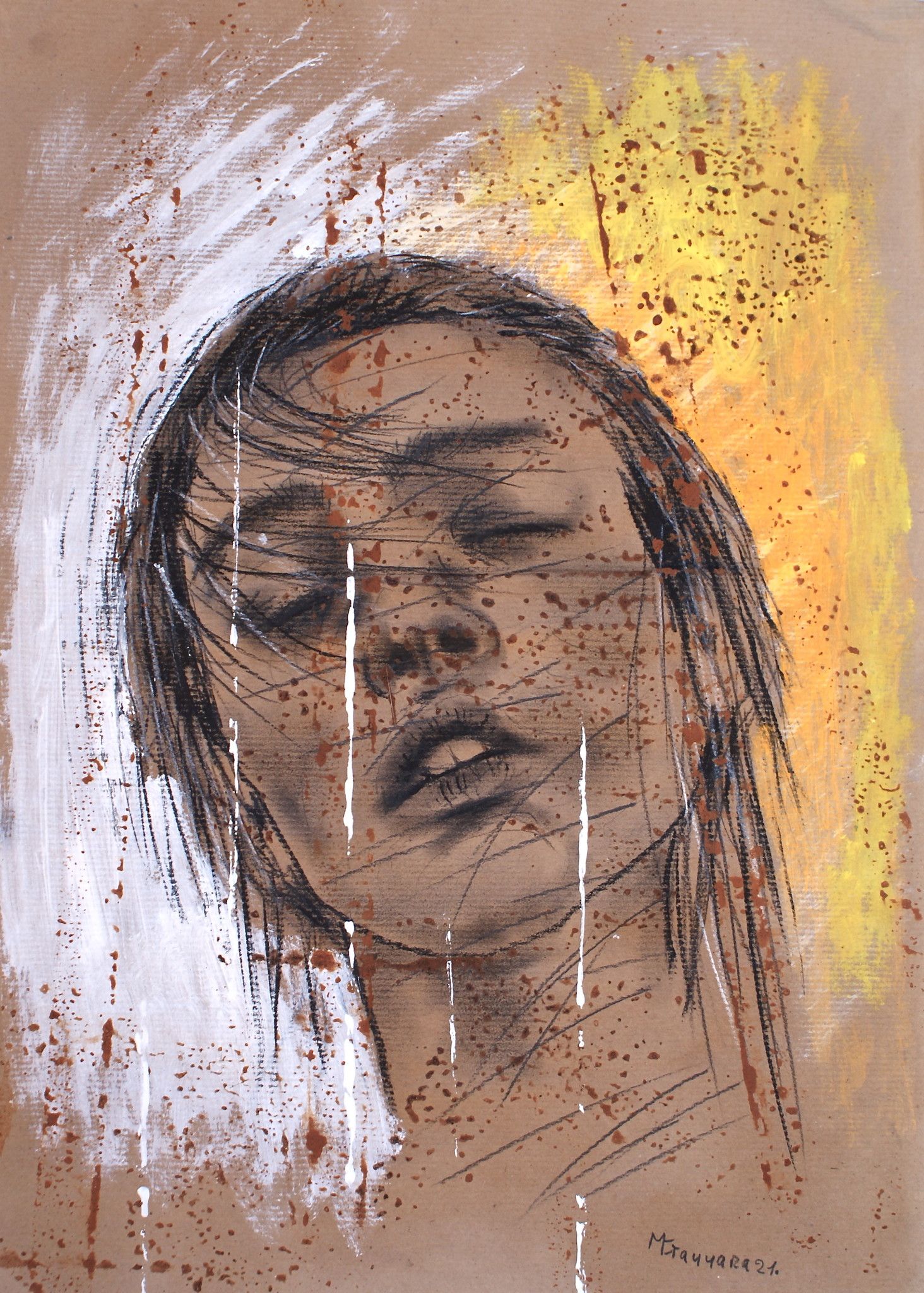 MIXED MEDIA SU CARTA  MAURO GAZZARA ' I SOGNI SILENZIOSI 3 '  dimensioni L 35 x H 50 cm.