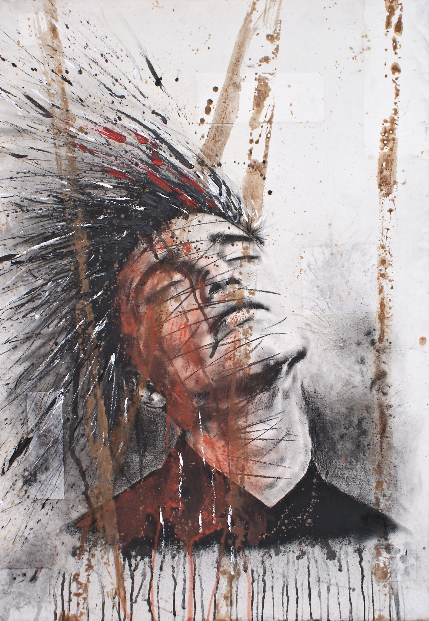 MIXED MEDIA SU CARTA  MAURO GAZZARA ' SIAMO FIGLI DELLE STELLE 3  '  dimensioni L 70 x H 100 cm.