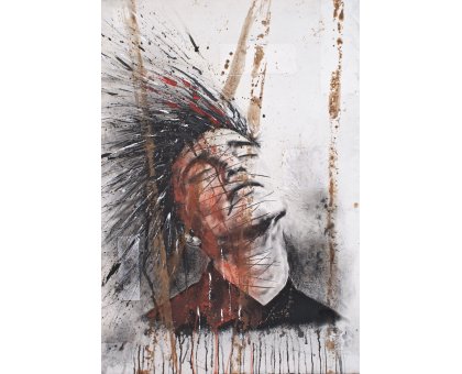 MIXED MEDIA SU CARTA MAURO GAZZARA ' SIAMO FIGLI DELLE STELLE 3 ' dimensioni L 70 x H 100 cm.