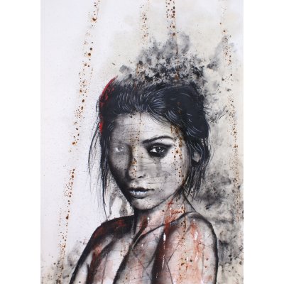 MIXED MEDIA SU CARTA MAURO GAZZARA ' SIAMO FIGLI DELLE STELLE 4 ' dimensioni L 50 x H 70 cm.