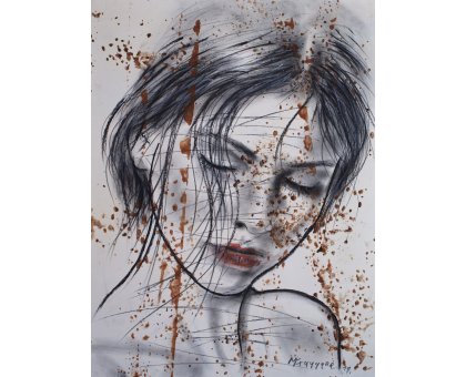 MIXED MEDIA SU CARTA MAURO GAZZARA ' DONNA ' dimensioni L 30 x H 40 cm.