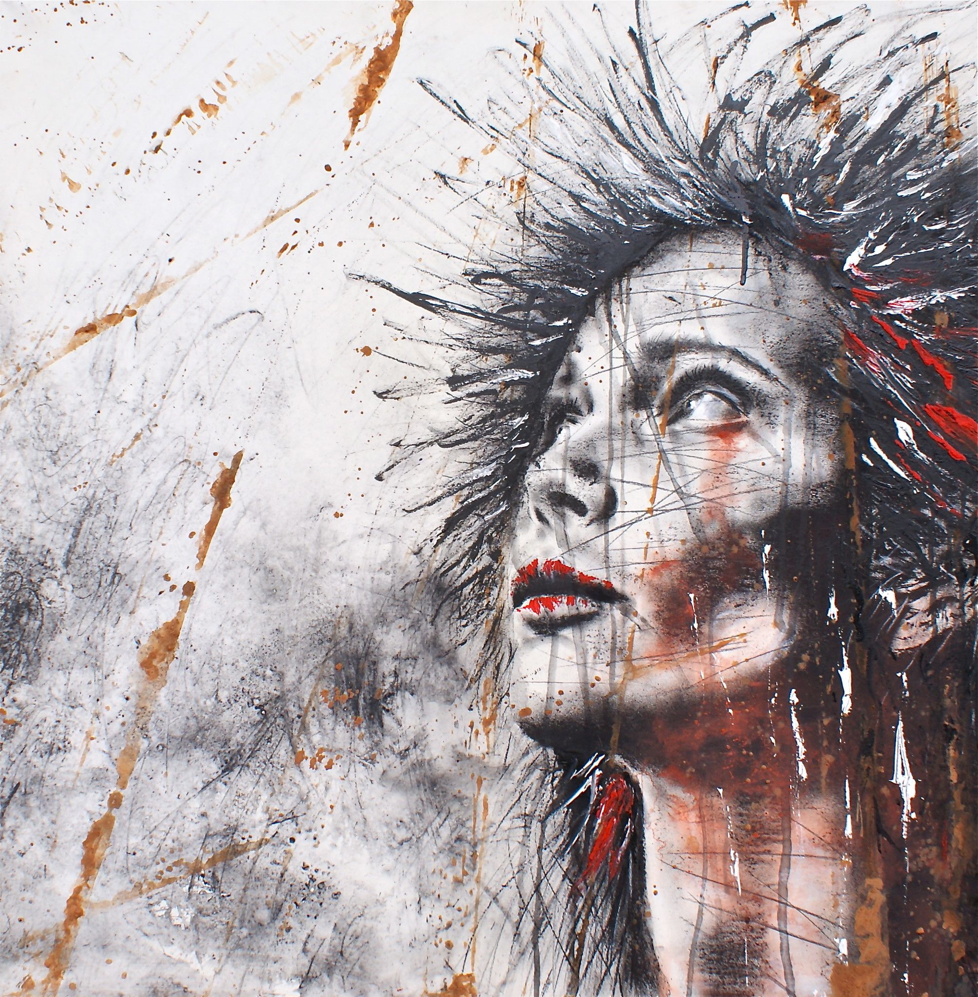 MIXED MEDIA SU CARTA  MAURO GAZZARA ' SIAMO FIGLI DELLE STELLE 2 '  dimensioni L 80 x H 80 cm.