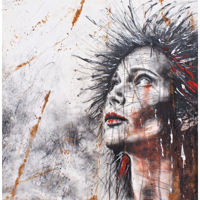 MIXED MEDIA SU CARTA MAURO GAZZARA ' SIAMO FIGLI DELLE STELLE 2 ' dimensioni L 80 x H 80 cm.