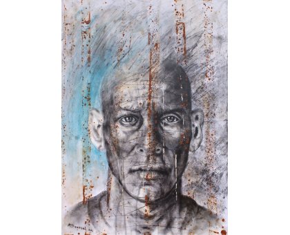 MIXED MEDIA SU CARTA MAURO GAZZARA ' BARRIERE INTERIORI 4 ' dimensioni L 50 x H 70 cm.