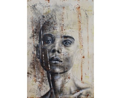 MIXED MEDIA SU TELA MAURO GAZZARA ' SGUARDI PROFONDI 1 ' dimensioni L 35 x H 50 cm.