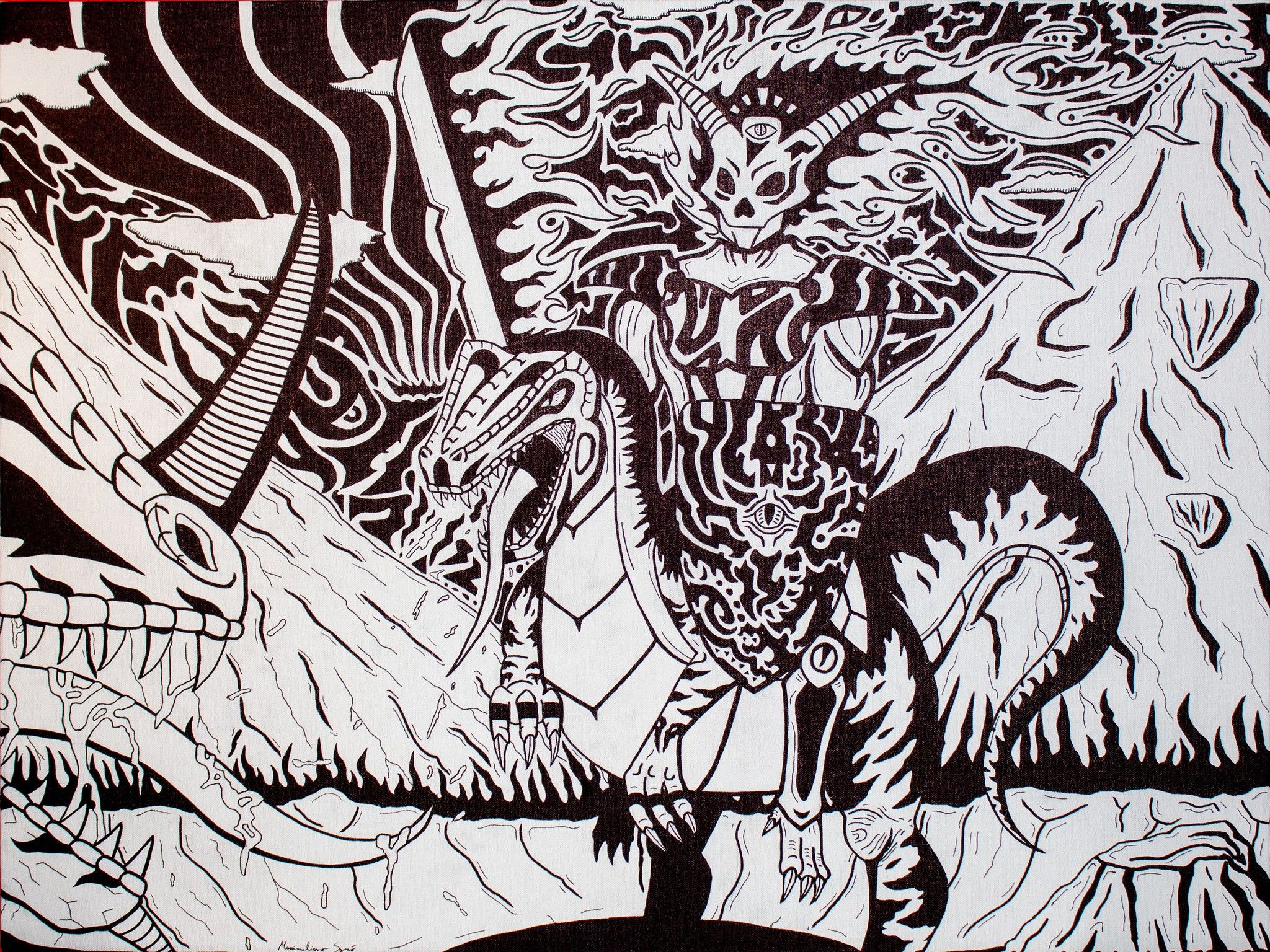 PENNARELLO SU TELA  MASSIMILIANO SGRO' ' SANGUE E TENSIONE '  dimensioni L 80 x H 60 cm.
