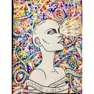 ACRILICO SU CARTA MADRITERRA ' AB TERRA STREET ART ' dimensioni L 25 x H 35 cm.