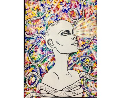 ACRILICO SU CARTA MADRITERRA ' AB TERRA STREET ART ' dimensioni L 25 x H 35 cm.