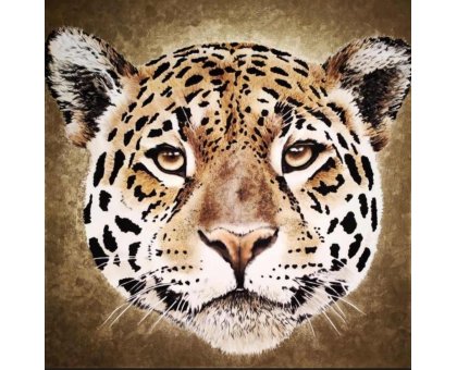 MIXED MEDIA SU TELA TIZIANA SANNA ' GOLD LEOPARD ' dimensioni L 100 x H 100 cm.