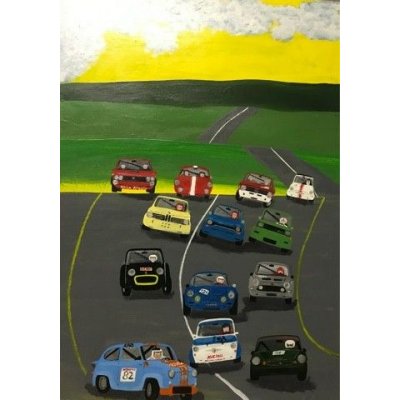 ACRILICO SU TELA MAURIZIO SANI ' PARATA STORICA ' dimensioni L 50 x H 70 cm.