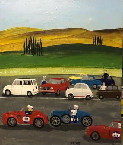 ACRILICO SU TELA  MAURIZIO SANI ' PASSAGGI IN VAL D'ORCIA '  dimensioni L 50 x H 60 cm.