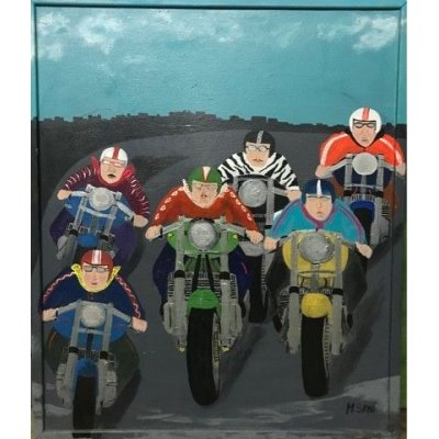 ACRILICO SU TELA MAURIZIO SANI ' CENTAURI ' dimensioni L 53 x H 63 cm.