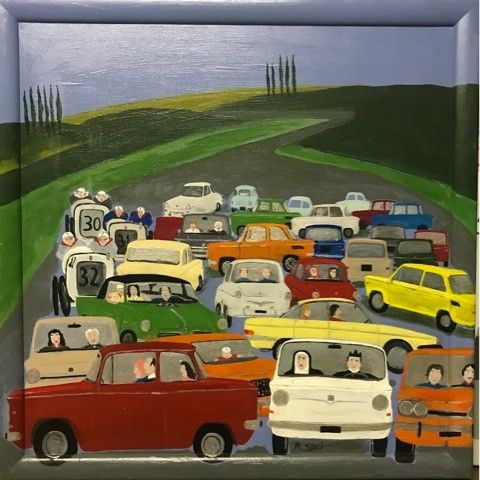 ACRILICO SU TELA MAURIZIO SANI ' NSU IN VAL D'ORCIA  '  dimensioni L 55 x H 55 cm.