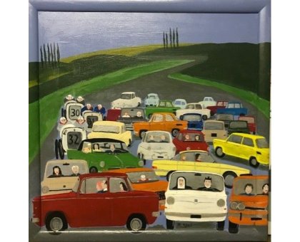 ACRILICO SU TELA MAURIZIO SANI ' NSU IN VAL D'ORCIA ' dimensioni L 55 x H 55 cm.