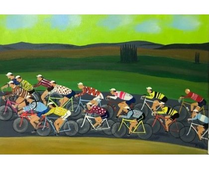 ACRILICO SU TELA MAURIZIO SANI ' TOUR IN VAL D'ORCIA ' dimensioni L 70 x H 50 cm.