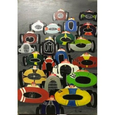 ACRILICO SU TELA MAURIZIO SANI ' MONOPOSTO ' dimensioni L 50 x H 70 cm.