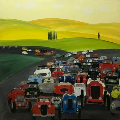 ACRILICO SU TELA  MAURIZIO SANI ' INGORGO IN VAL D'ORCIA '  dimensioni L 100 x H 100 cm.