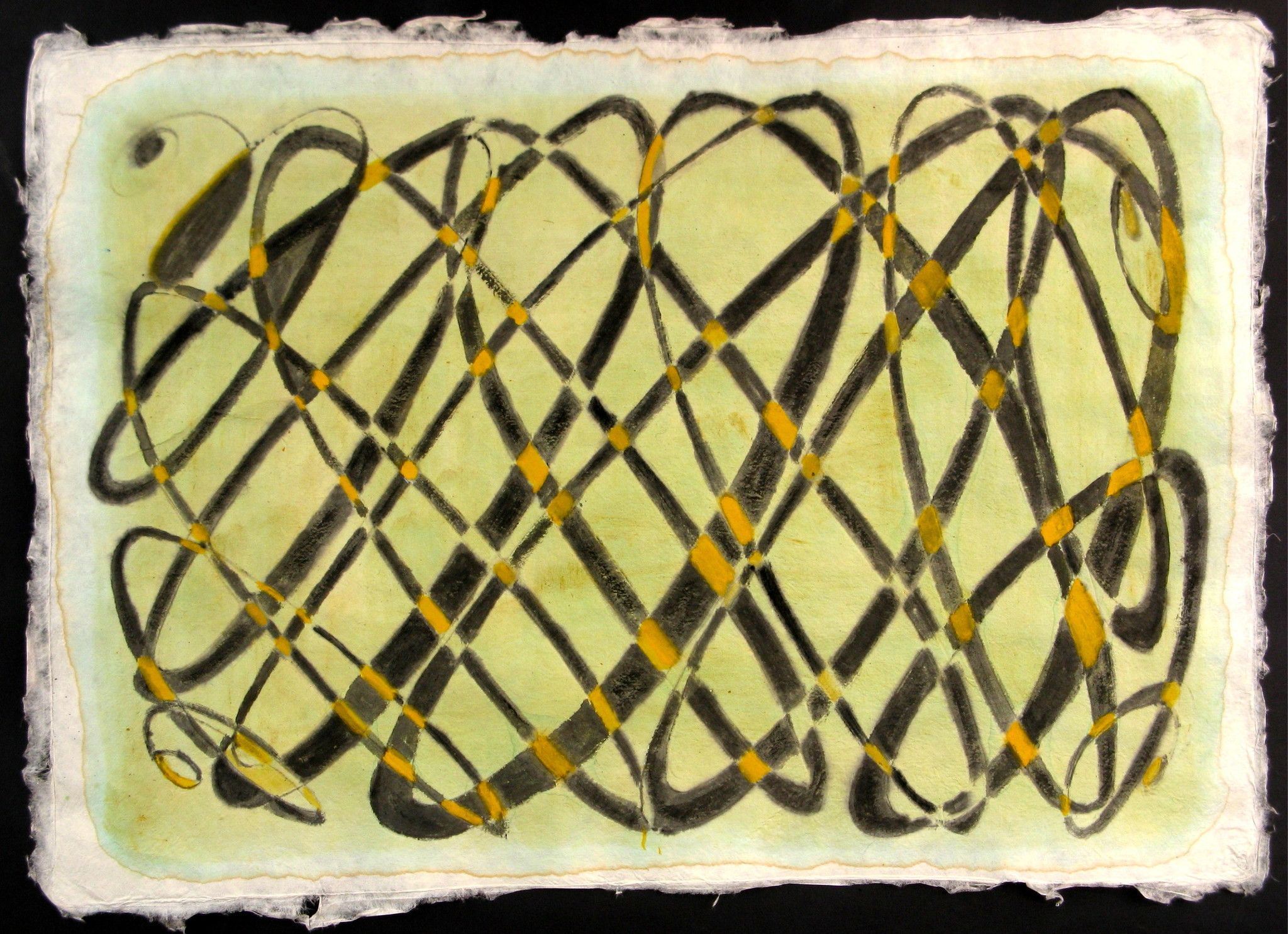 MIXED MEDIA SU CARTA DI RISO  SANDRO BARDELLI ' LABIRINTO '  dimensioni L 55 x H 78 cm.