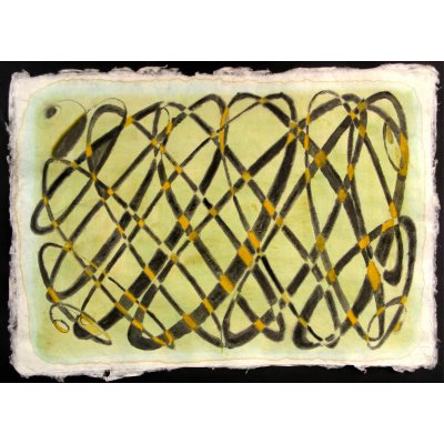 MIXED MEDIA SU CARTA DI RISO SANDRO BARDELLI ' LABIRINTO ' dimensioni L 55 x H 78 cm.