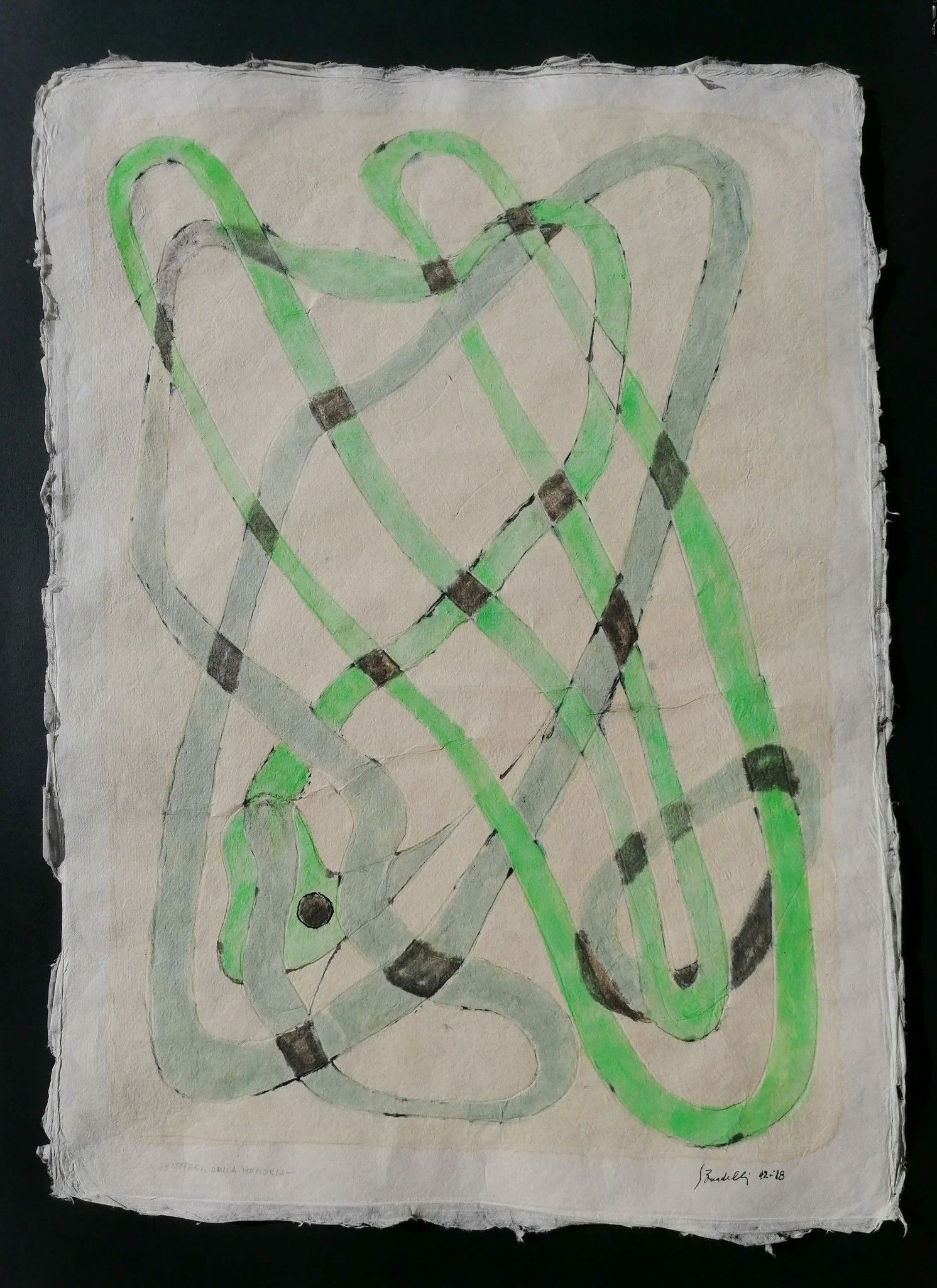 MIXED MEDIA SU CARTA DI RISO  SANDRO BARDELLI ' SGUARDO CURIOSO ' dimensioni L 78 x H 55 cm.