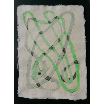 MIXED MEDIA SU CARTA DI RISO SANDRO BARDELLI ' SGUARDO CURIOSO ' dimensioni L 78 x H 55 cm.