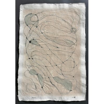 MIXED MEDIA SU CARTA DI RISO SANDRO BARDELLI ' ARMONIA ' dimensioni L 78 x H 55 cm.