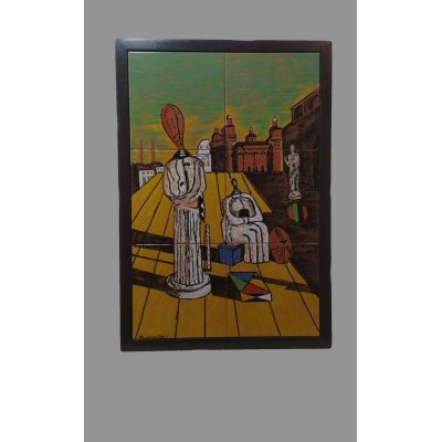 SCULTURA IN TERRACOTTA MARCELLO VITALE ' OMAGGIO A DE CHIRICO ' dimensioni L 45 x H 65 cm.