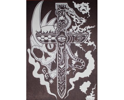 PENNARELLO SU TELA MASSIMILIANO SGRO' ' MONOLITICO ' dimensioni L 70 x H 50 cm.