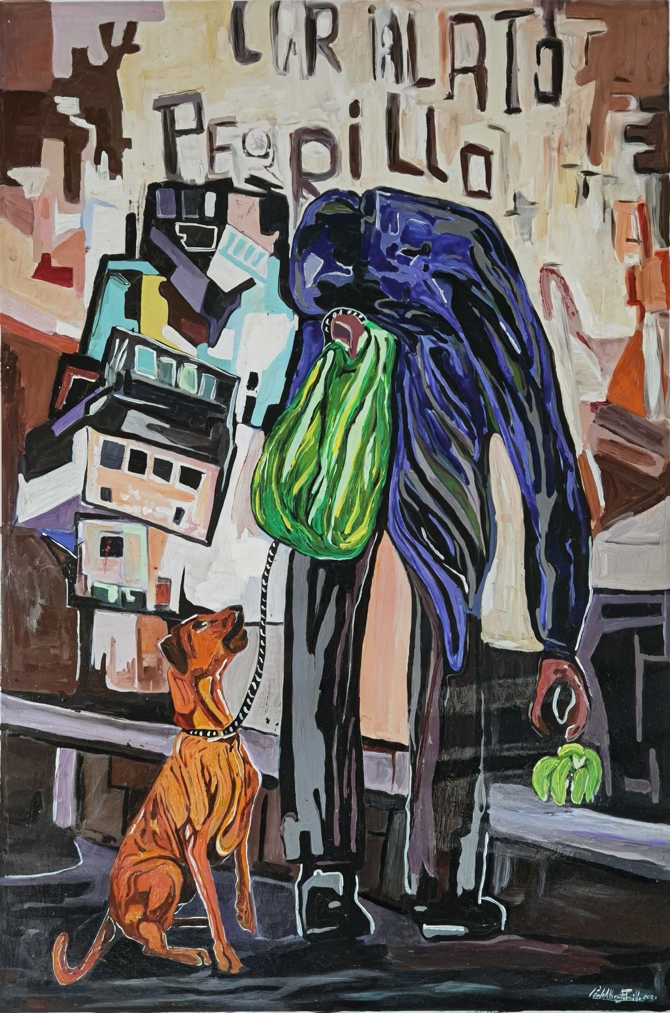 MIXED MEDIA SU TELA  CARLO ALBERTO PERILLO ' FAME '  dimensioni L 80 x H 120 cm.