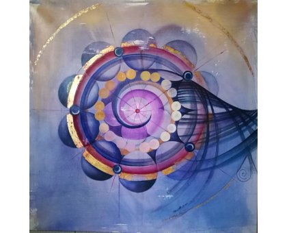 MIXED MEDIA SU TELA PETRUSKA MERISIO ' ENTRAMBE ' dimensioni L 100 x H 100 cm.