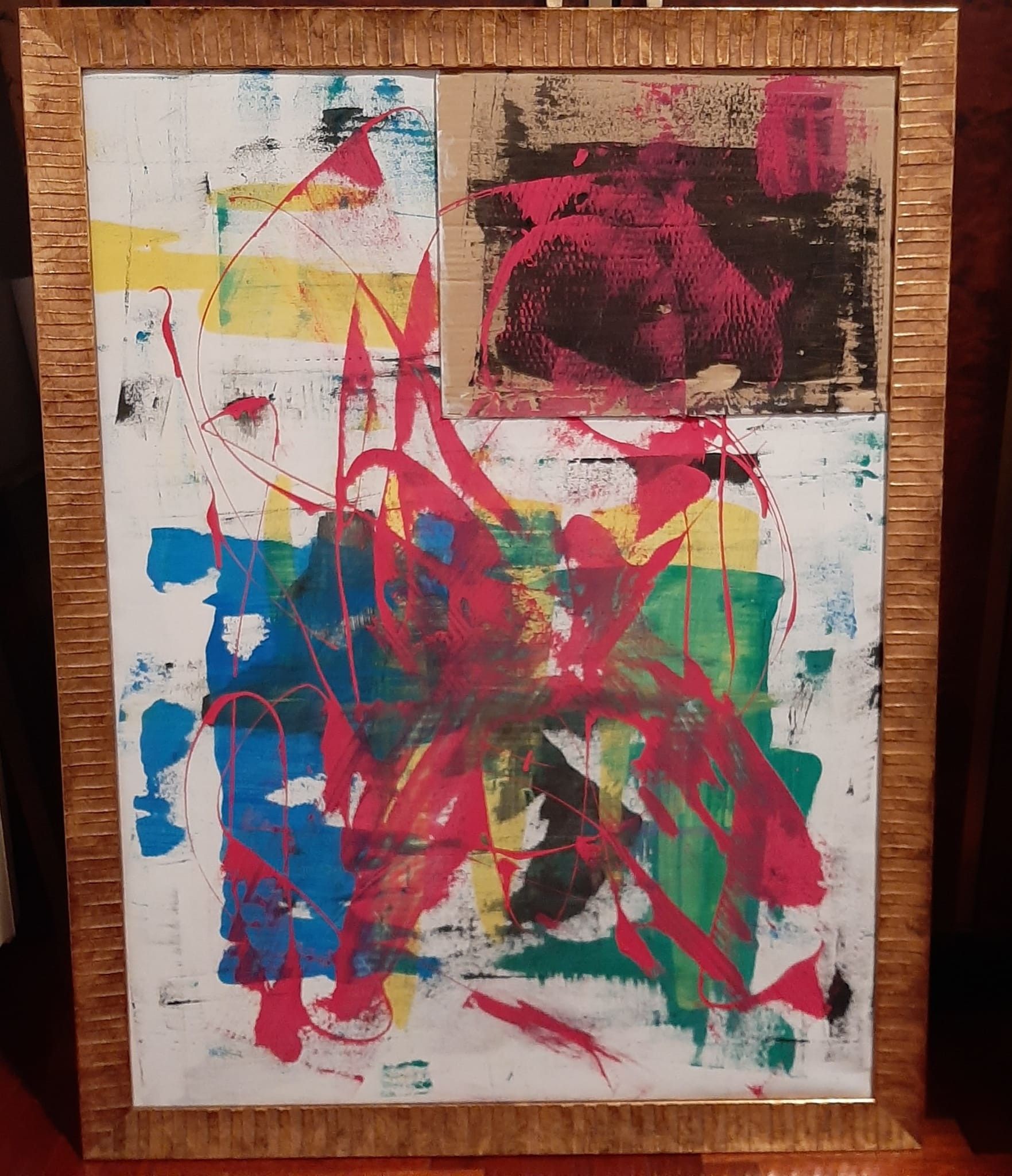 MIXED MEDIA SU TELA  BY  FEST ' ALLEGRIA '  dimensioni L 97 x H 74 cm.