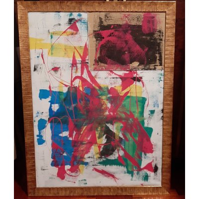 MIXED MEDIA SU TELA BY FEST ' ALLEGRIA ' dimensioni L 97 x H 74 cm.