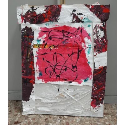 MIXED MEDIA SU TELA BY FEST ' COLLAGE ' dimensioni L 60 x H 80 cm.