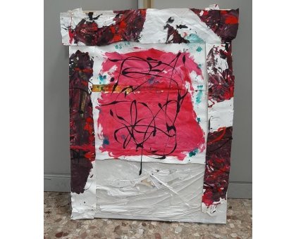 MIXED MEDIA SU TELA BY FEST ' COLLAGE ' dimensioni L 60 x H 80 cm.